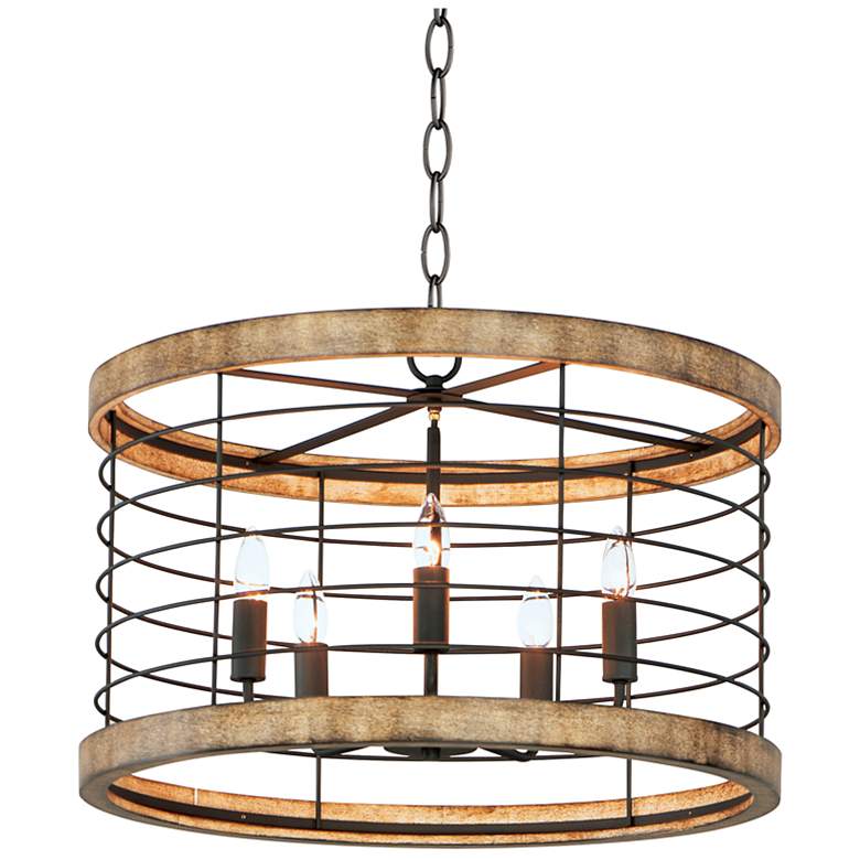 Image 1 Homestead 5-Light 24" Wide Driftwood/Black Chandelier