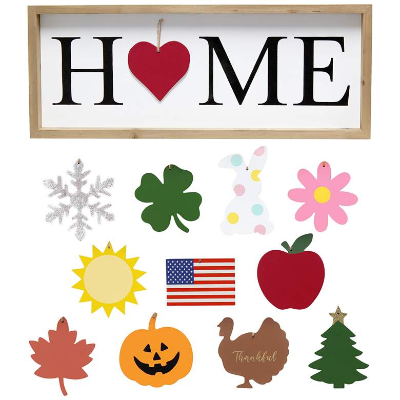 Image 2 Homey Rustic Natural "Home" Frame with 12 Ornaments