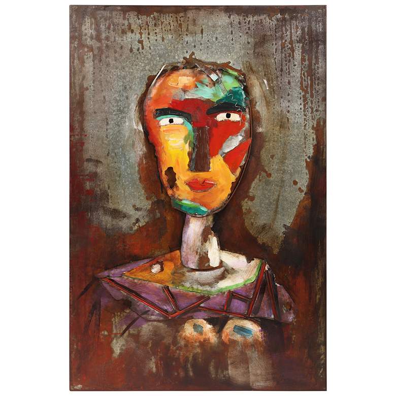 Image 1 Homme 2" Mixed Media Iron Hand Painted Dimensional Wall Art
