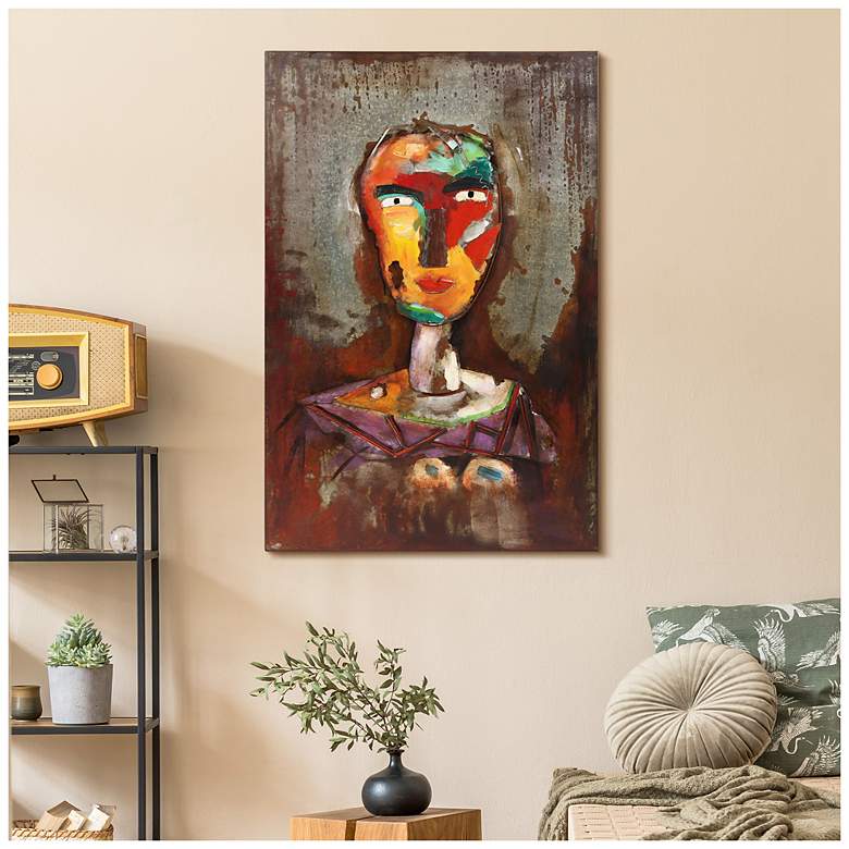 Image 4 Homme 2" Mixed Media Iron Hand Painted Dimensional Wall Art more views