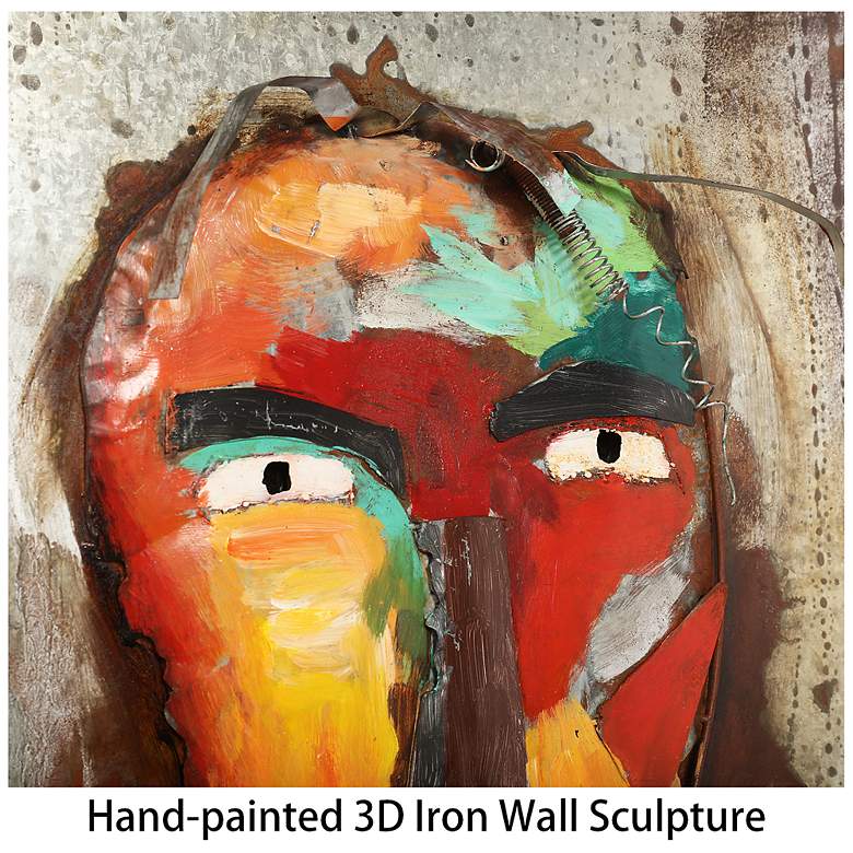 Image 6 Homme 2" Mixed Media Iron Hand Painted Dimensional Wall Art more views