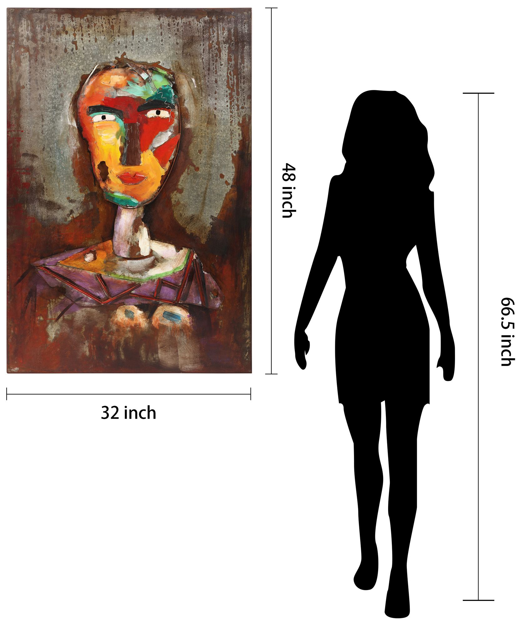 Homme 2" Mixed Media Iron Hand Painted Dimensional Wall Art