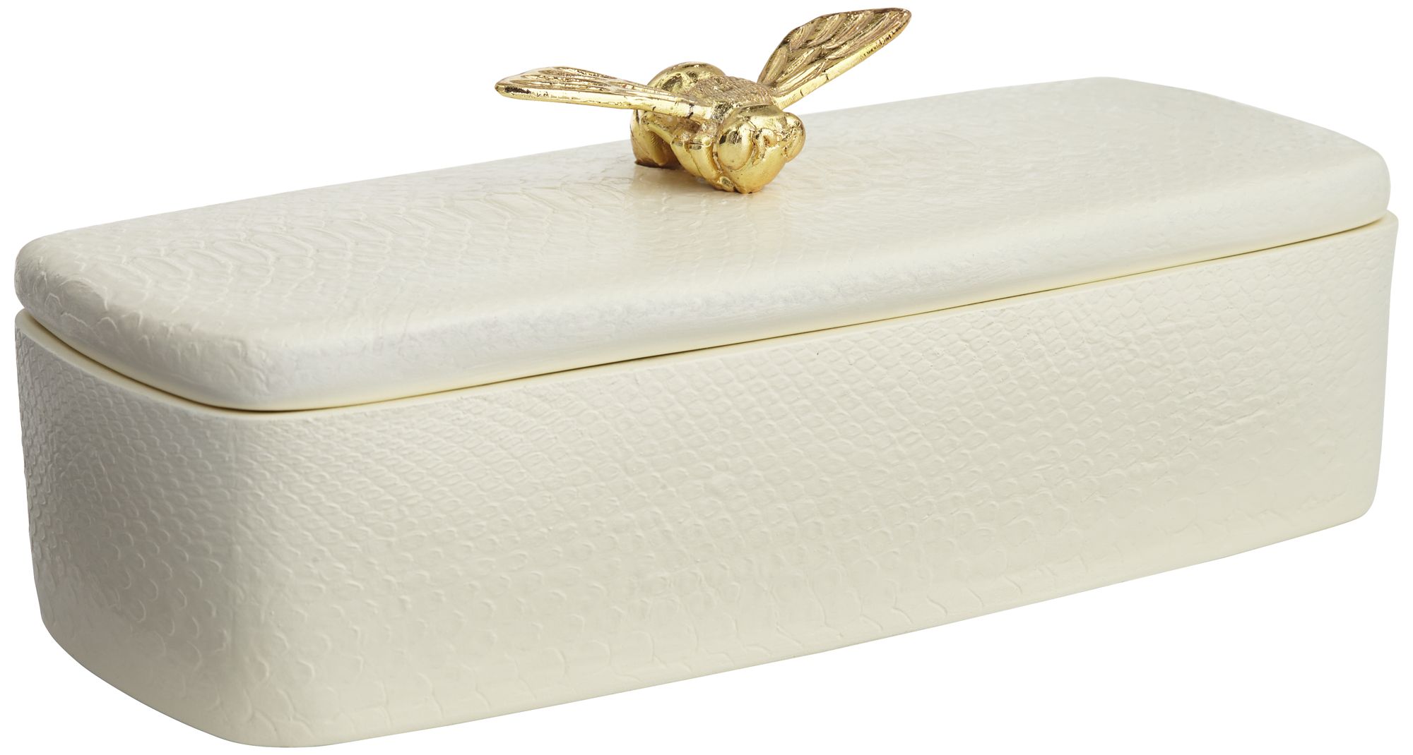 Image 6 Honey Bee Matte White Rectangular Box with Lid more views