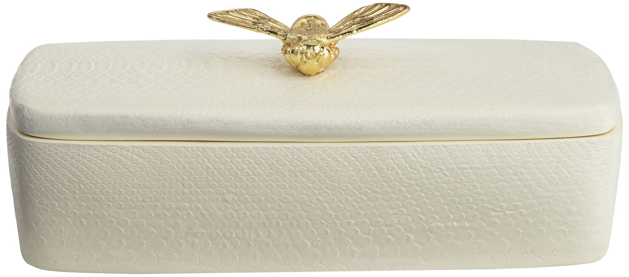 Image 7 Honey Bee Matte White Rectangular Box with Lid more views