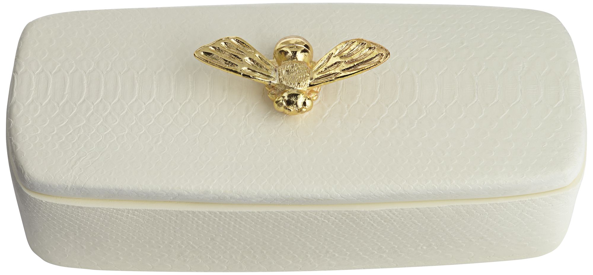 Honey Bee Matte White Rectangular Box with Lid