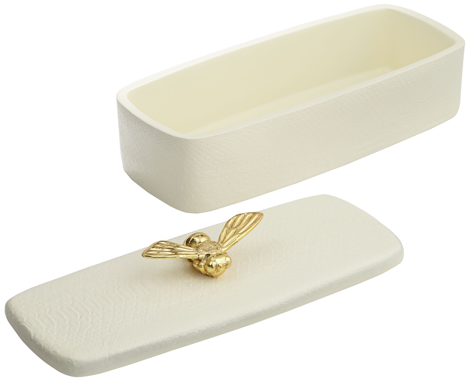 Honey Bee Matte White Rectangular Box with Lid