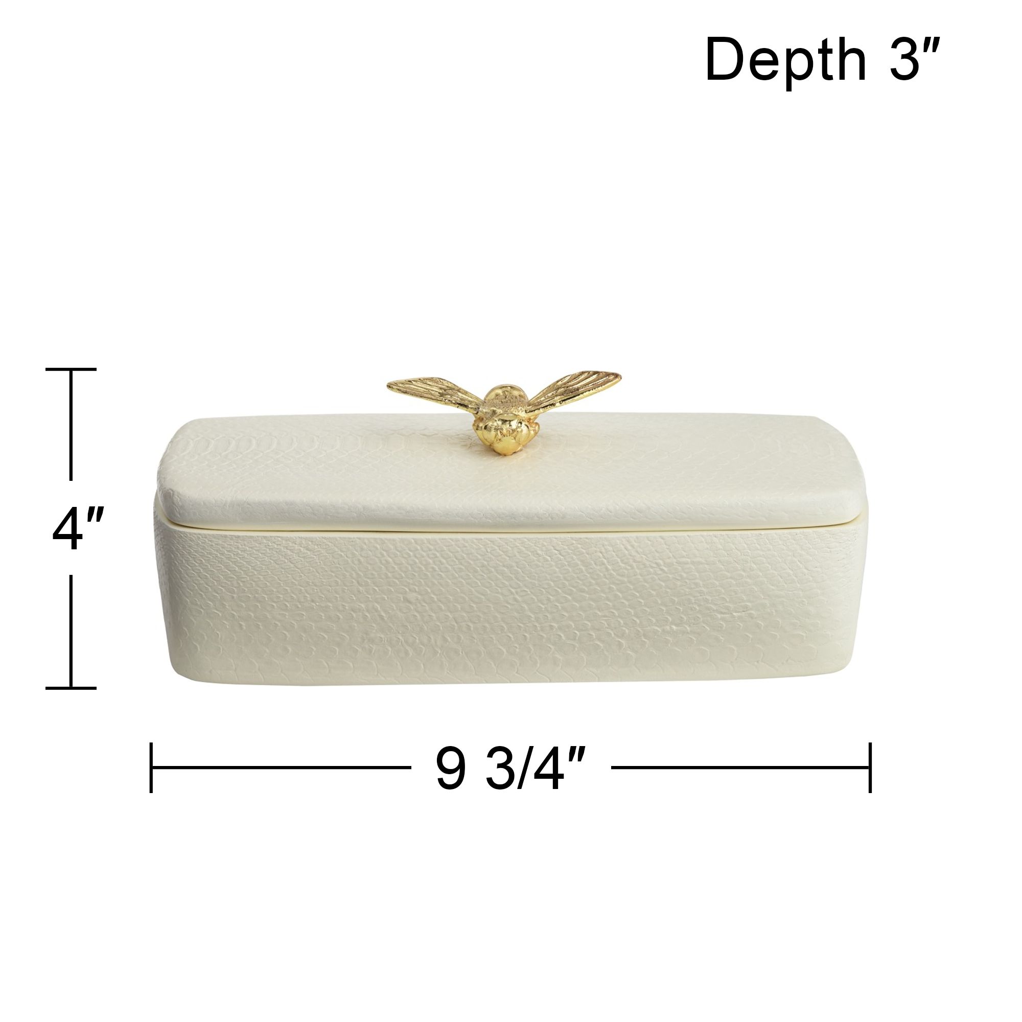 Honey Bee Matte White Rectangular Box with Lid