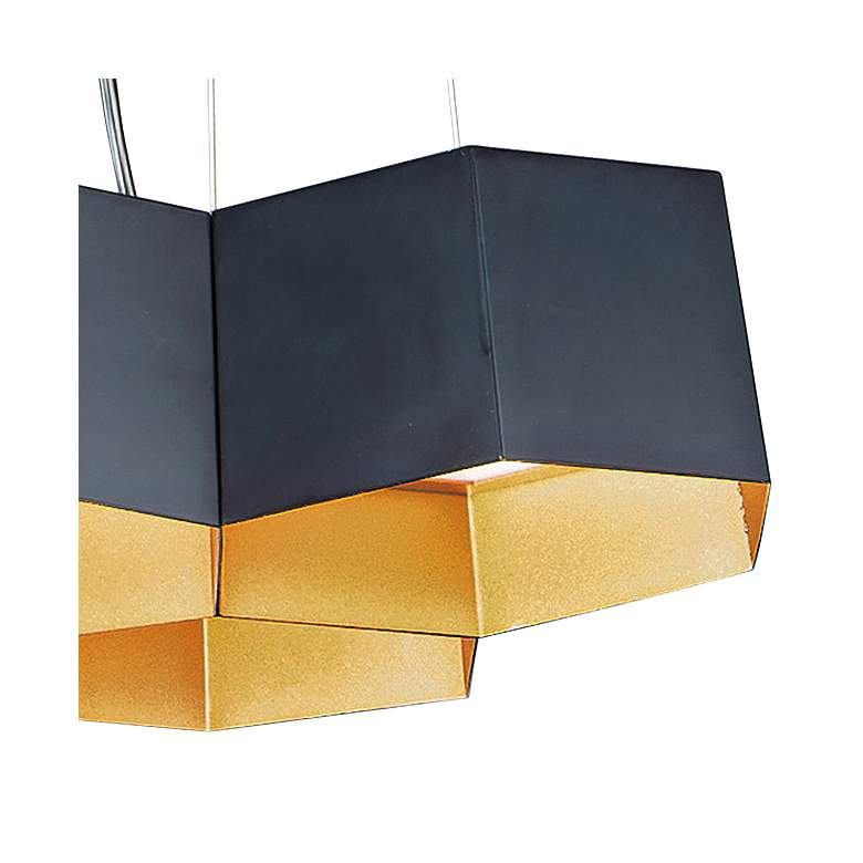 Image 3 Honeycomb 16" Wide Black and Gold 3-Light LED Pendant Light more views