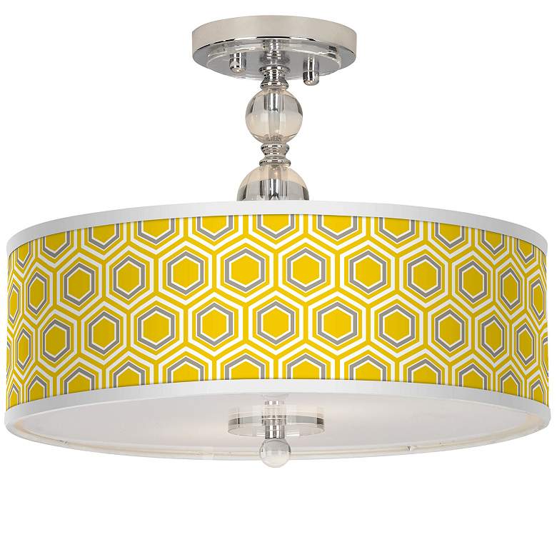 Image 1 Honeycomb Giclee 16 inch Wide Semi-Flush Ceiling Light
