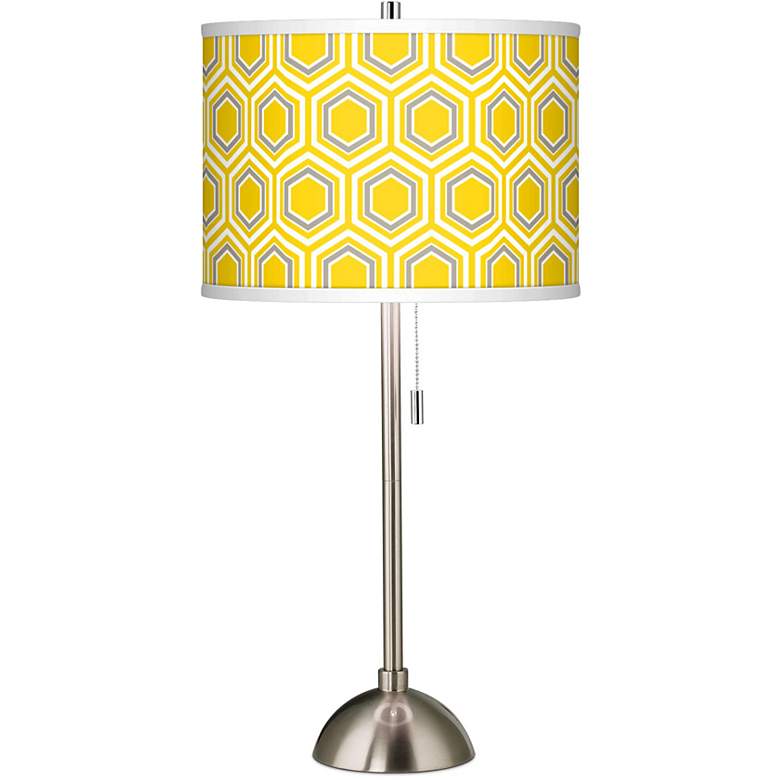 Image 1 Honeycomb Giclee Brushed Steel Table Lamp