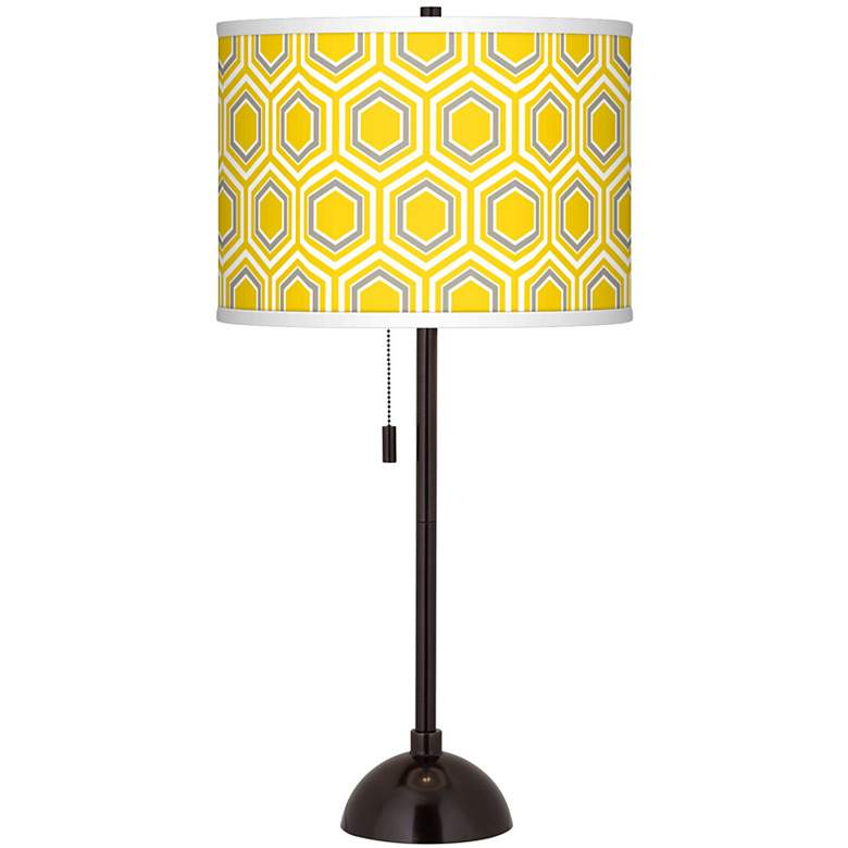 Image 1 Honeycomb Giclee Glow Tiger Bronze Club Table Lamp