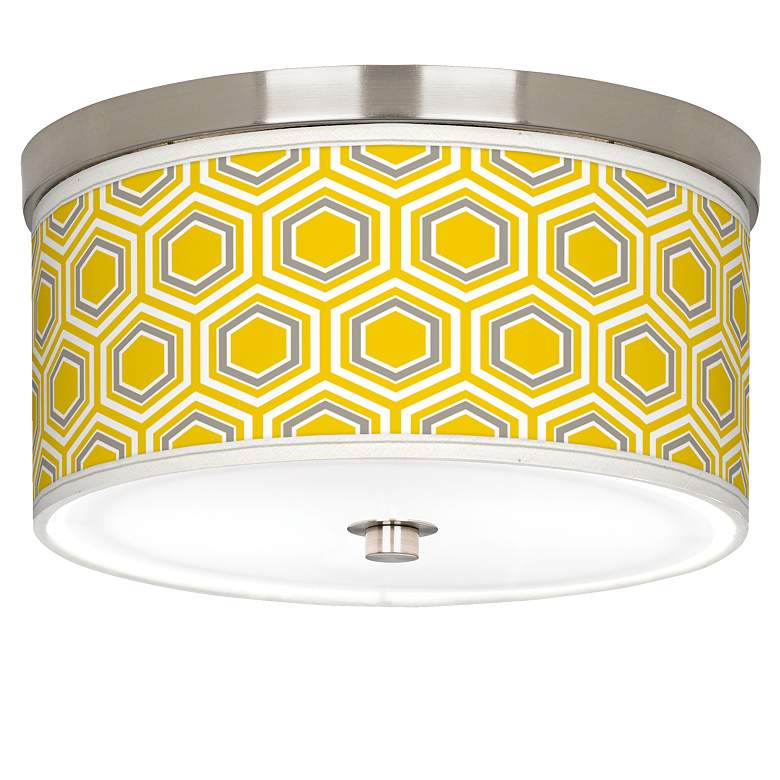 Honeycomb Giclee Nickel 10 1/4&quot; Wide Ceiling Light