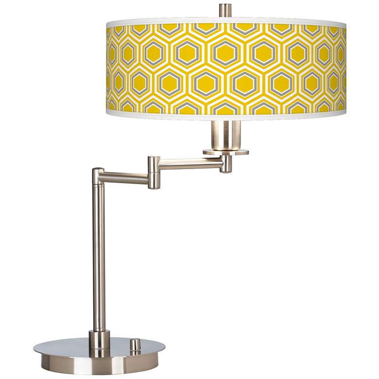 Image 2 Honeycomb Giclee Shade Adjustable Modern Swing Arm LED Desk Lamp