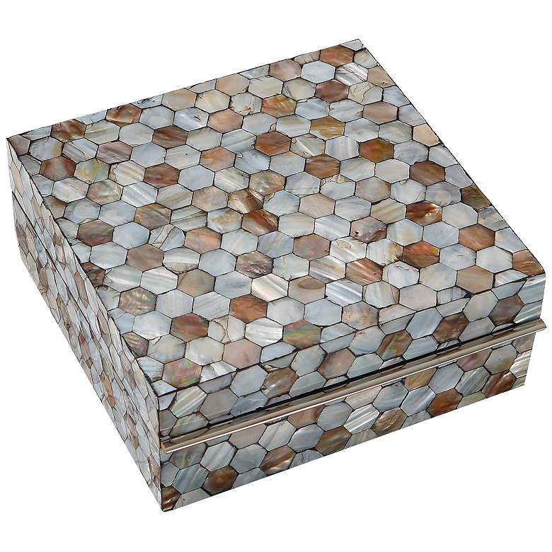 Image 1 Honeycomb Lacquered Mother of Pearl Large Trinket Box