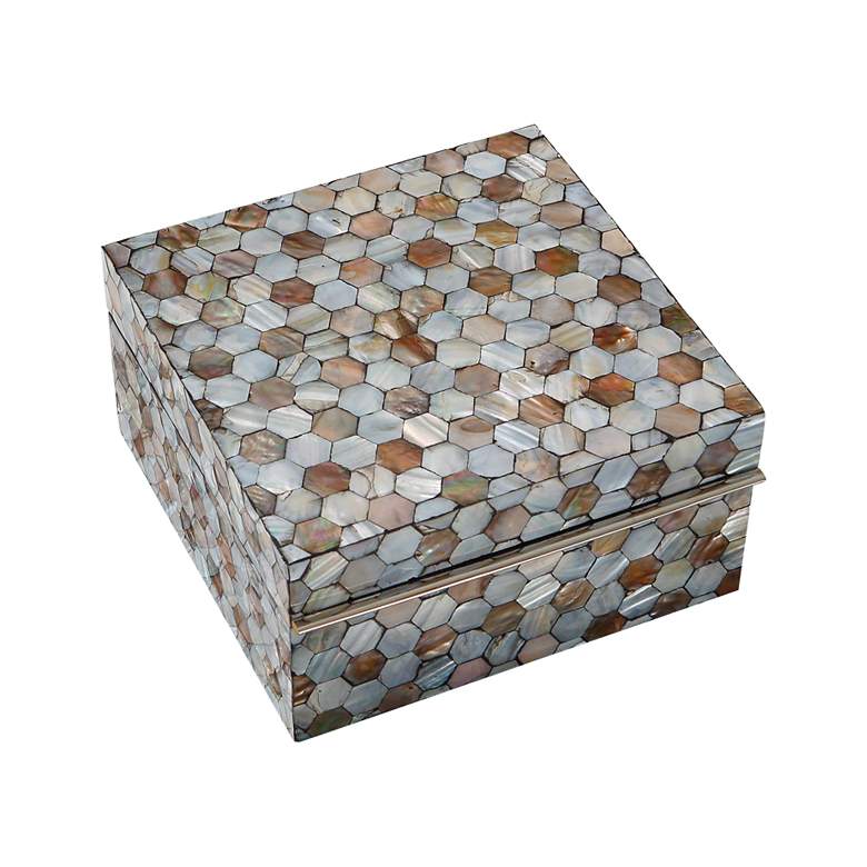 Image 1 Honeycomb Lacquered Mother of Pearl Small Trinket Box