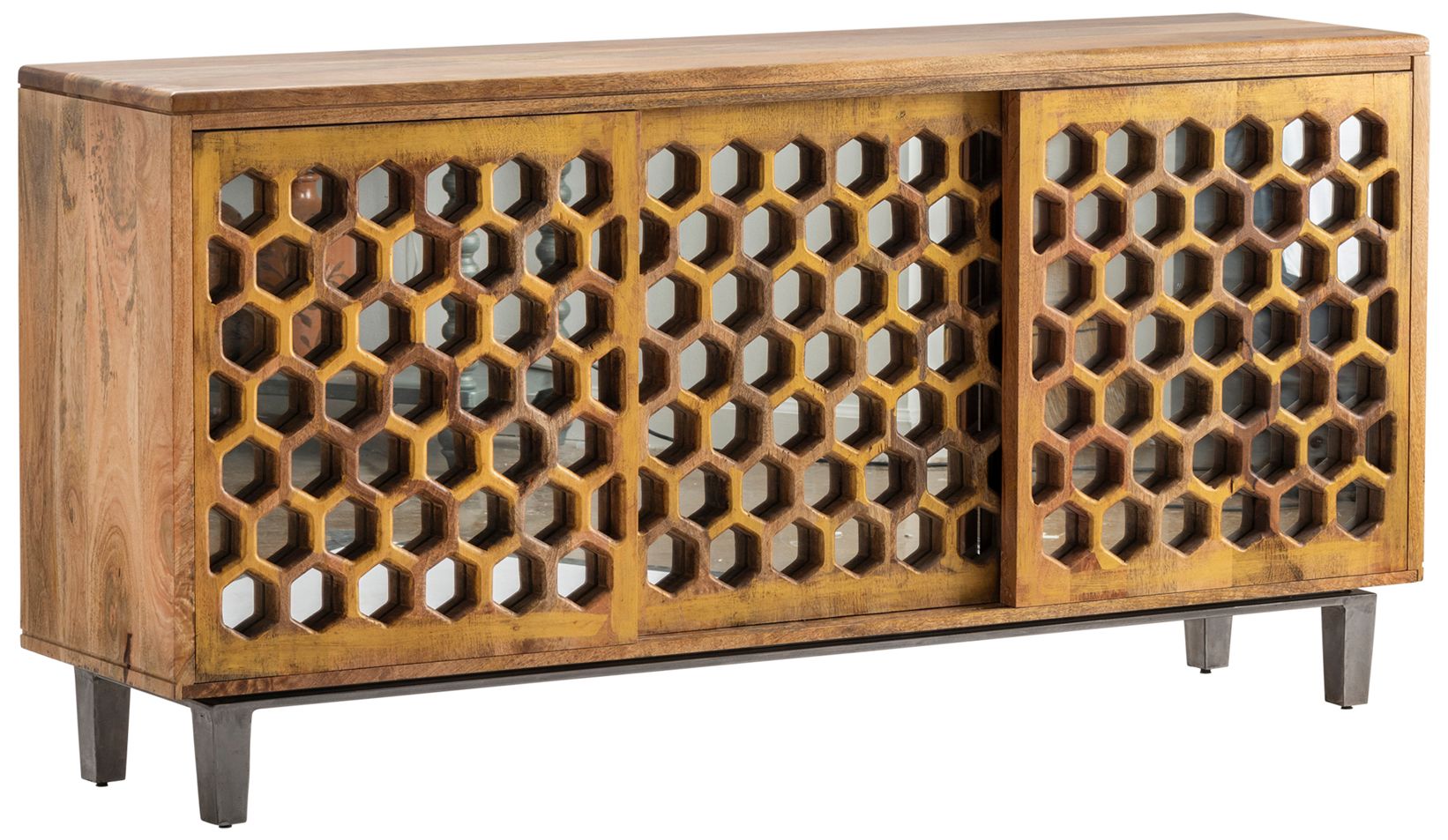 Image 3 Honeycomb Tan Wooden  Sideboard more views