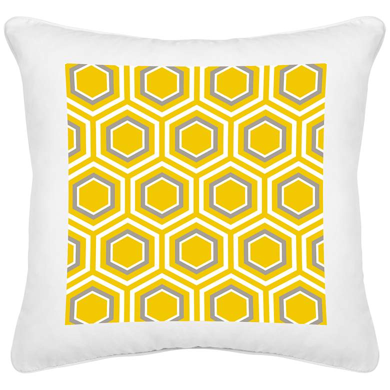 Image 1 Honeycomb White Canvas 18 inch Square Decorative Pillow
