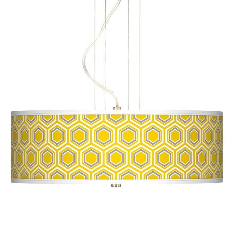 Image 1 Honeycomb Yellow 20 inch Wide 3-Light Pendant Chandelier