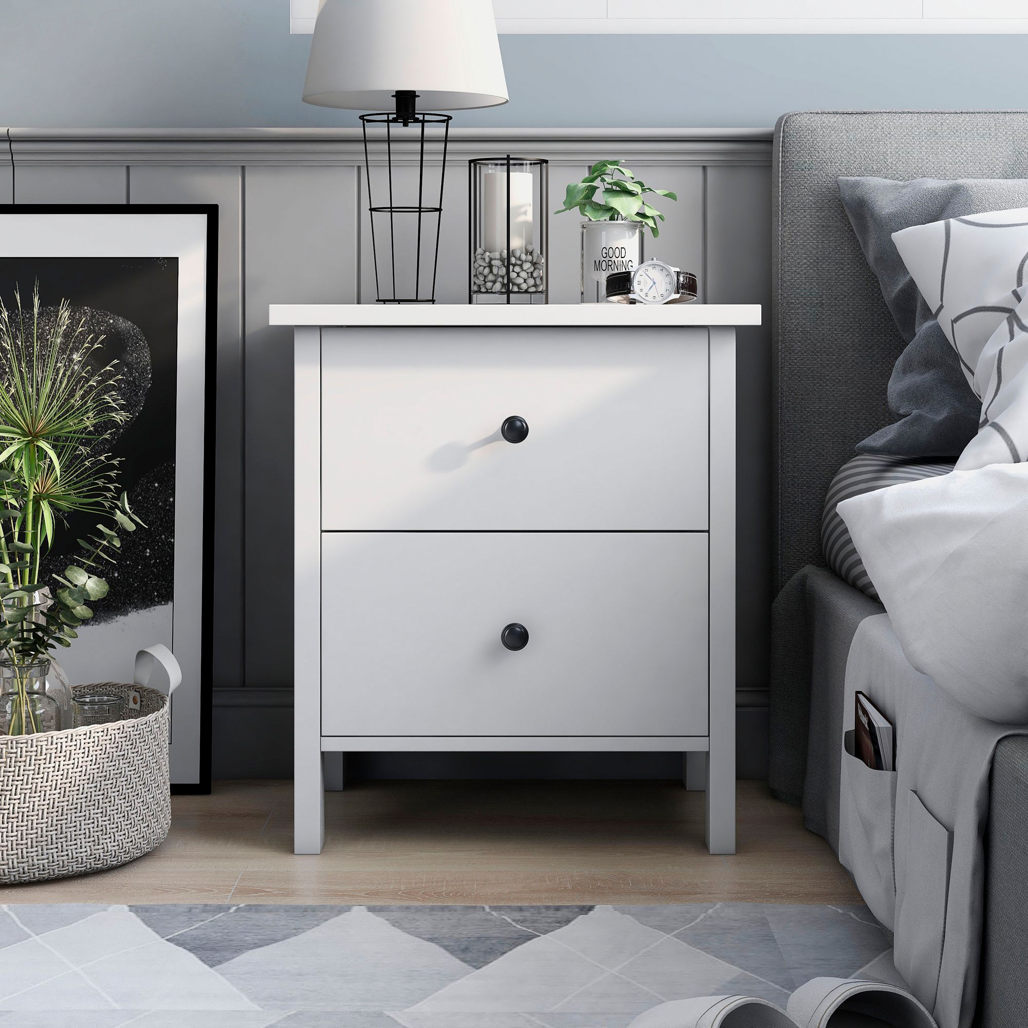 Honeysuckle 19" Wide White Wood 2-Drawer Nightstands Set of 2 - #945X4 | Lamps Plus