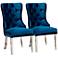 Honora Navy Velvet Fabric Tufted Dining Chairs Set of 2