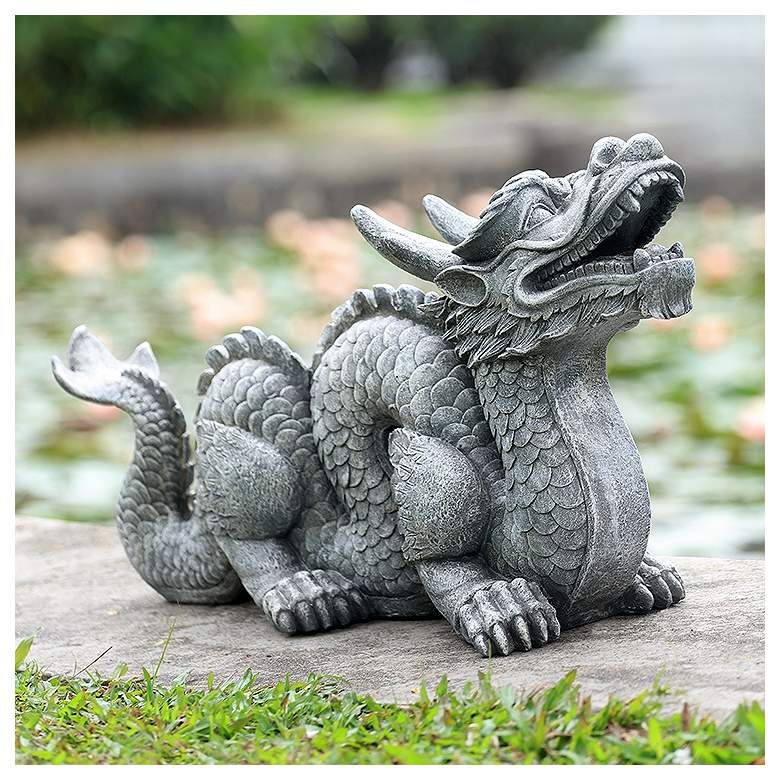 Image 1 Honorable Dragon 29 1/2 inch Wide Garden Statue