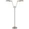 Honus Brushed Steel Dual Flat-Head Pharmacy Floor Lamp