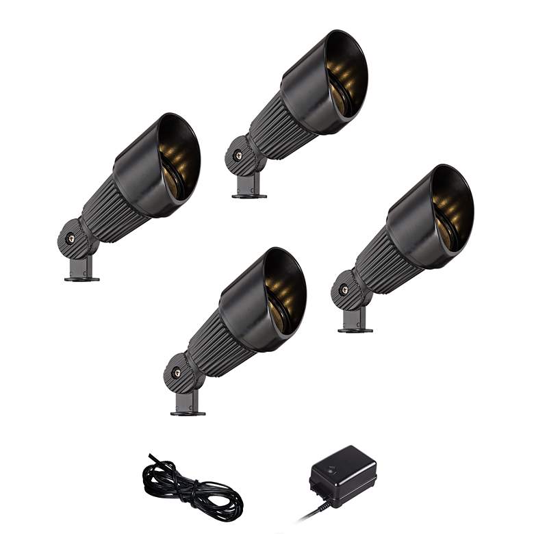 Image 1 Hooded Black 6-Piece LED Landscape Spot Light Set