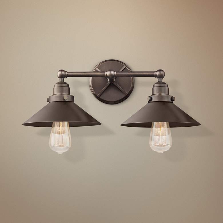 Image 1 Hooper 8 1/4" High 2-Light Antique Bronze Wall Sconce