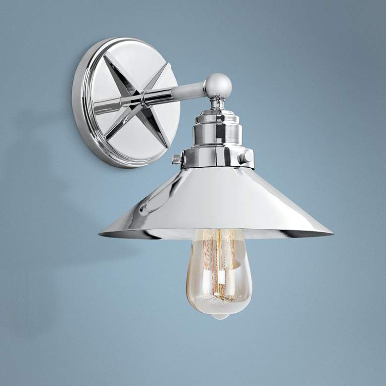 Image 1 Hooper 8 1/4" High Chrome Industrial Wall Sconce