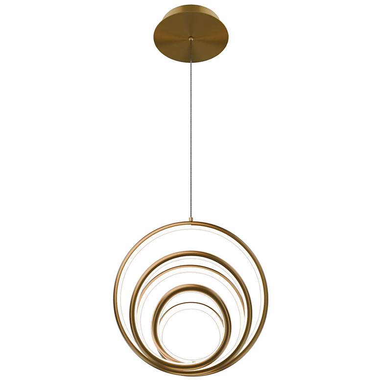 Image 2 Hoopla 13"H x 13"W 1-Light Pendant in Aged Brass more views