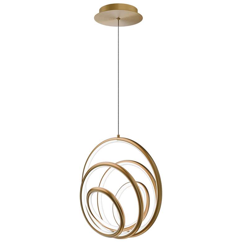 Image 1 Hoopla 13"H x 13"W 1-Light Pendant in Aged Brass