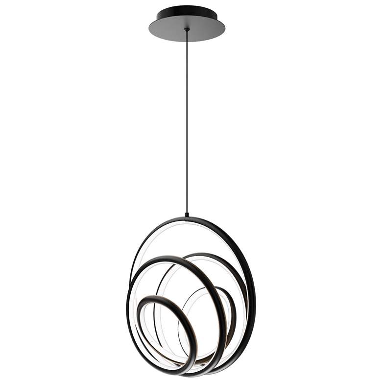 Image 1 Hoopla 13"H x 13"W 1-Light Pendant in Black