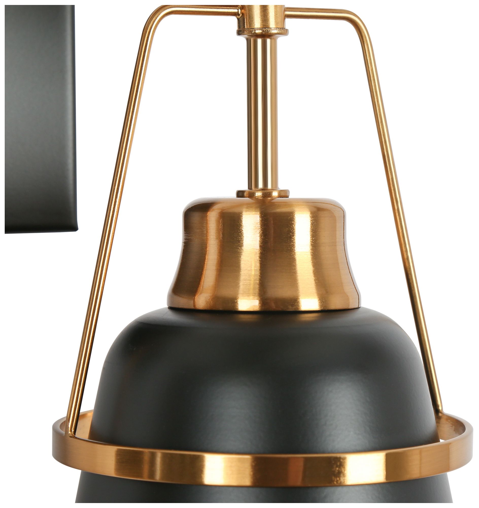 Image 6 Hooplia 13.4"W 2-Light Black Brass Metal Cone Bathroom Vanity Light more views