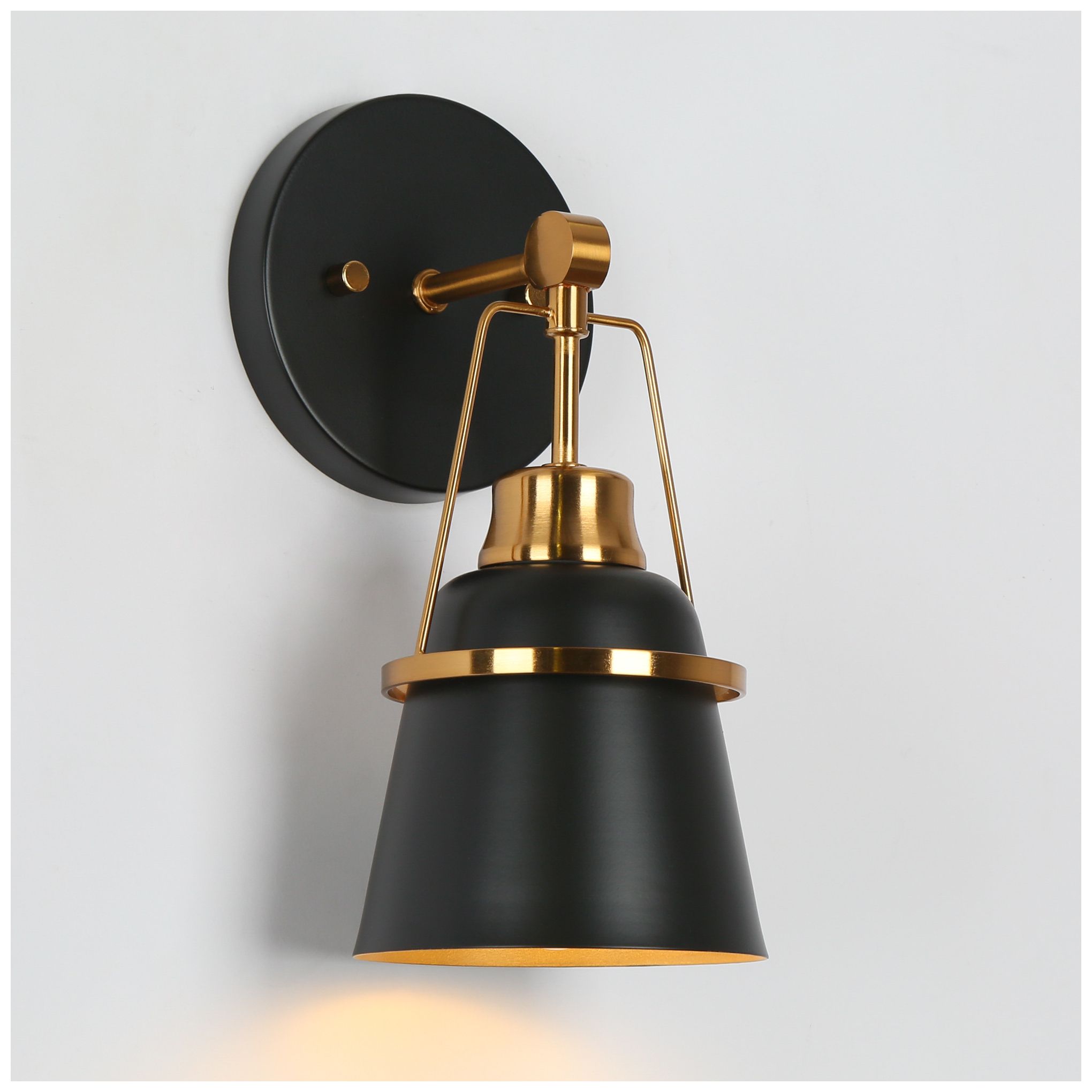 Image 2 Hooplia 4.7"W 1-Light Black Metal Bell Wall Sconce more views