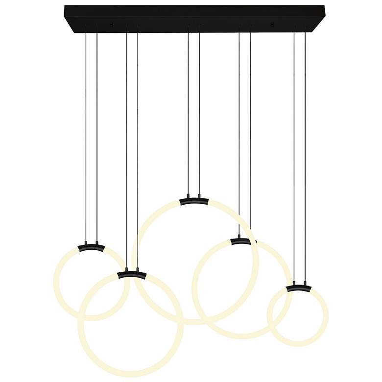 Image 1 Hoops 5 Light LED Chandelier With Black Finish