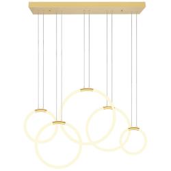 Hoops 5 Light LED Chandelier With Satin Gold Finish