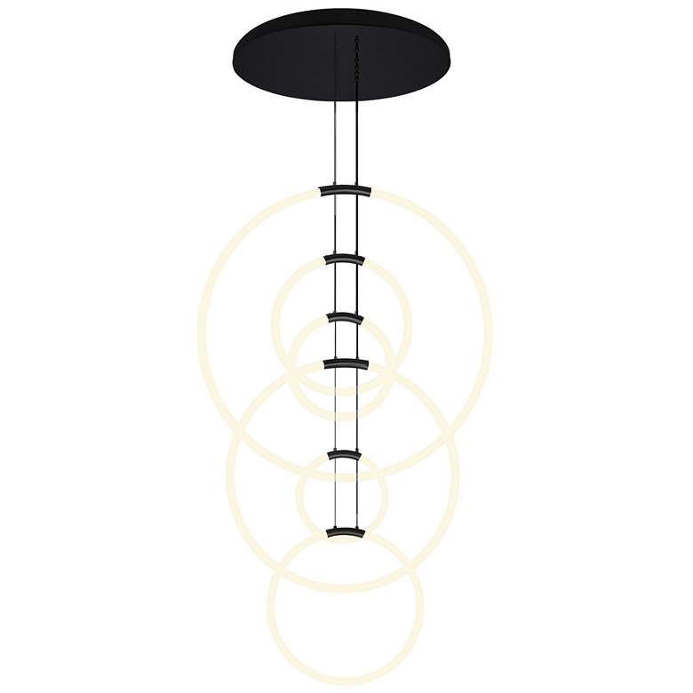 Image 1 Hoops 6 Light LED Chandelier With Black Finish