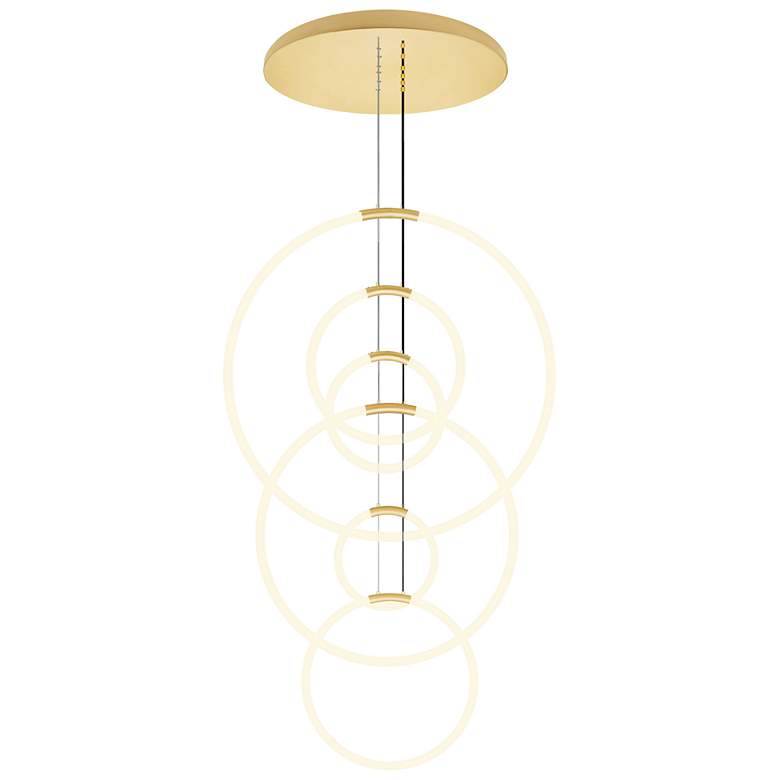 Image 1 Hoops 6 Light LED Chandelier With Satin Gold Finish