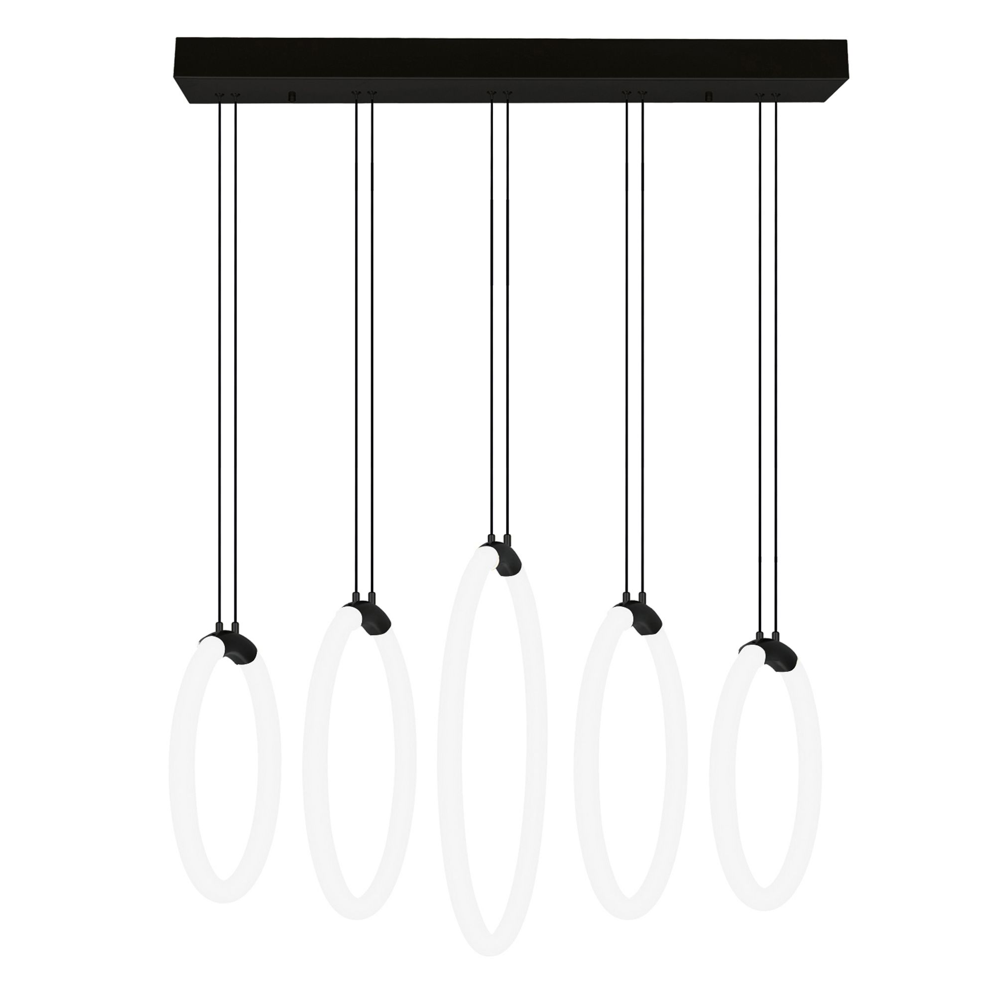Image 5 Hoops Integrated LED 23in 5 Ring Black Chandelier more views