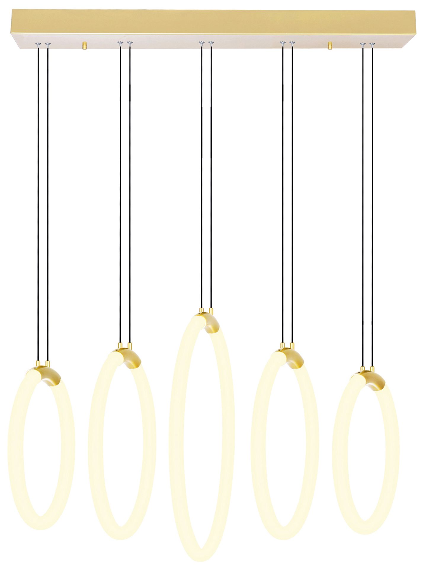 Hoops Integrated LED 23in 5 Ring Satin Gold Chandelier