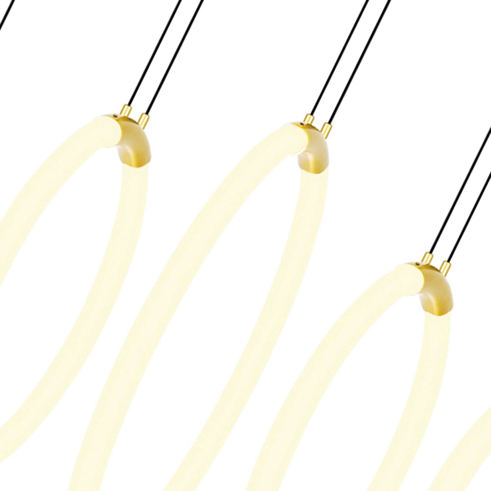 Image 2 Hoops Integrated LED 23in 5 Ring Satin Gold Chandelier more views