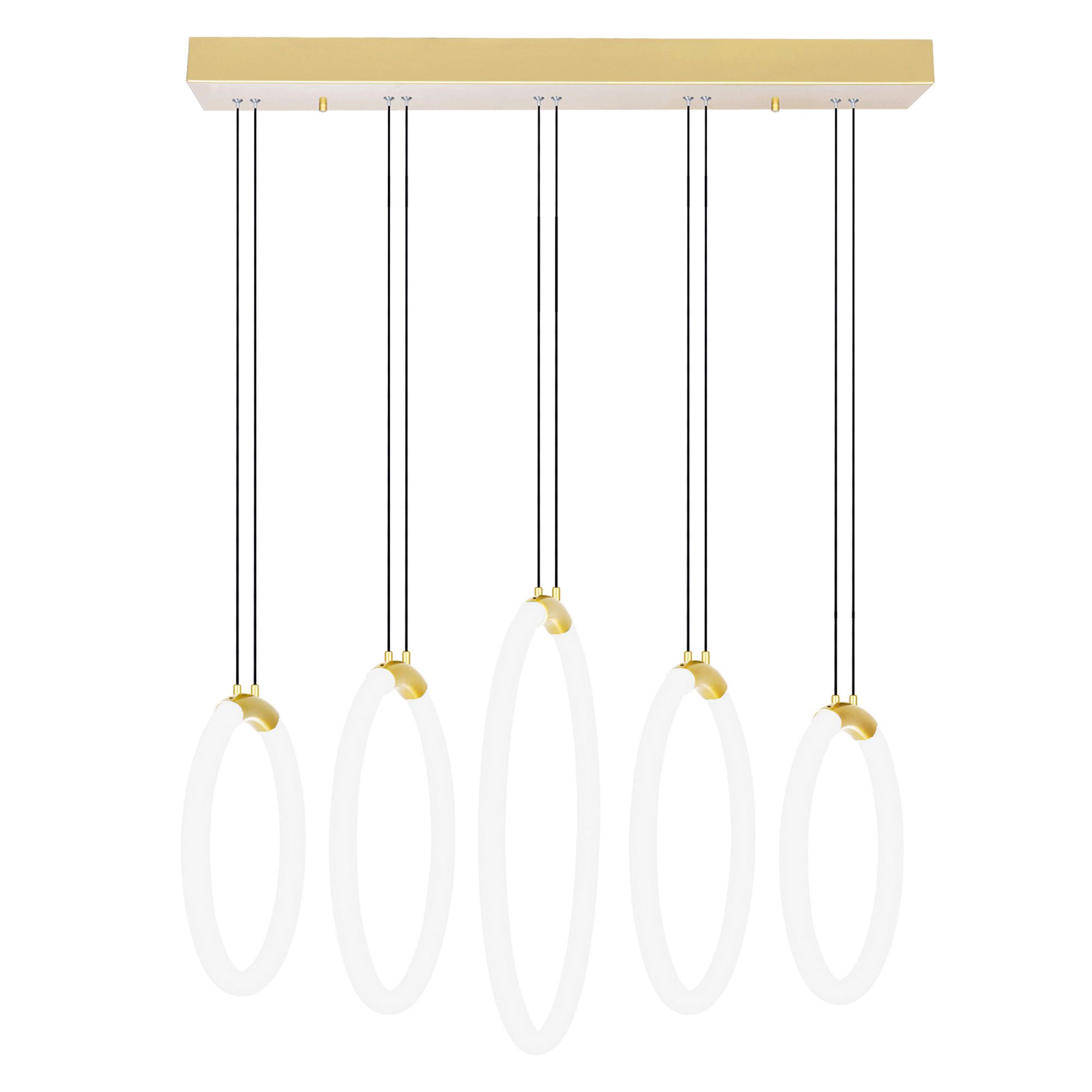 Image 5 Hoops Integrated LED 23in 5 Ring Satin Gold Chandelier more views