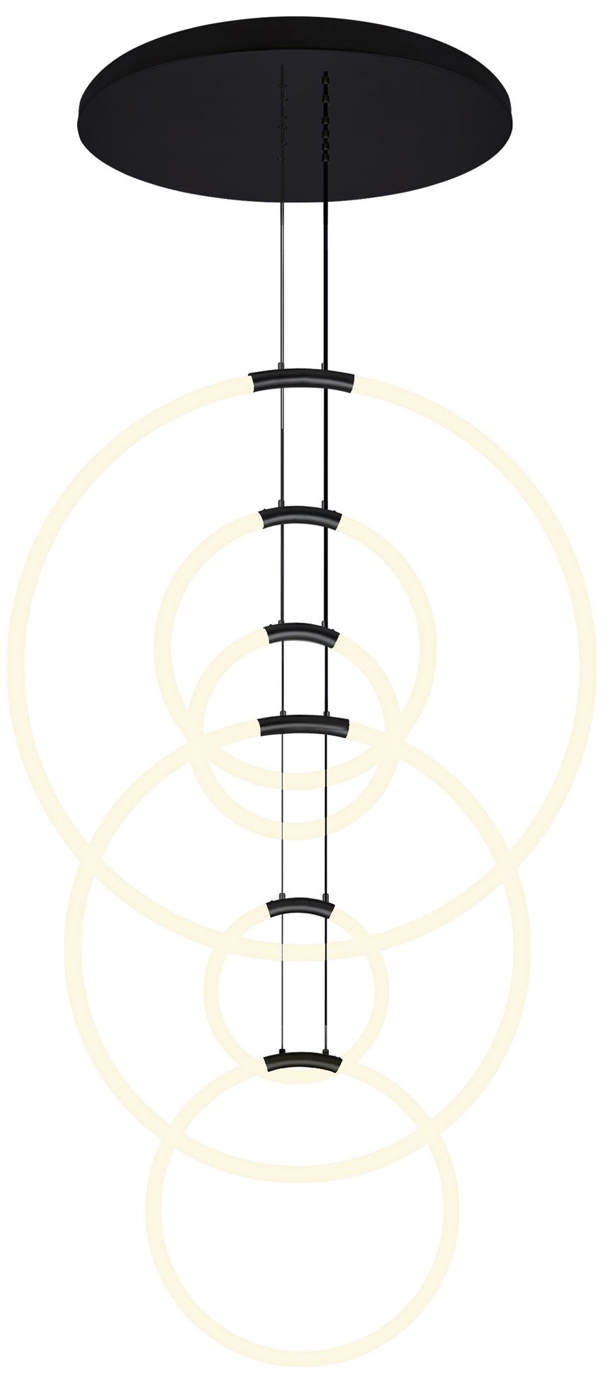 Hoops Integrated LED 35in 6 Ring Black Chandelier