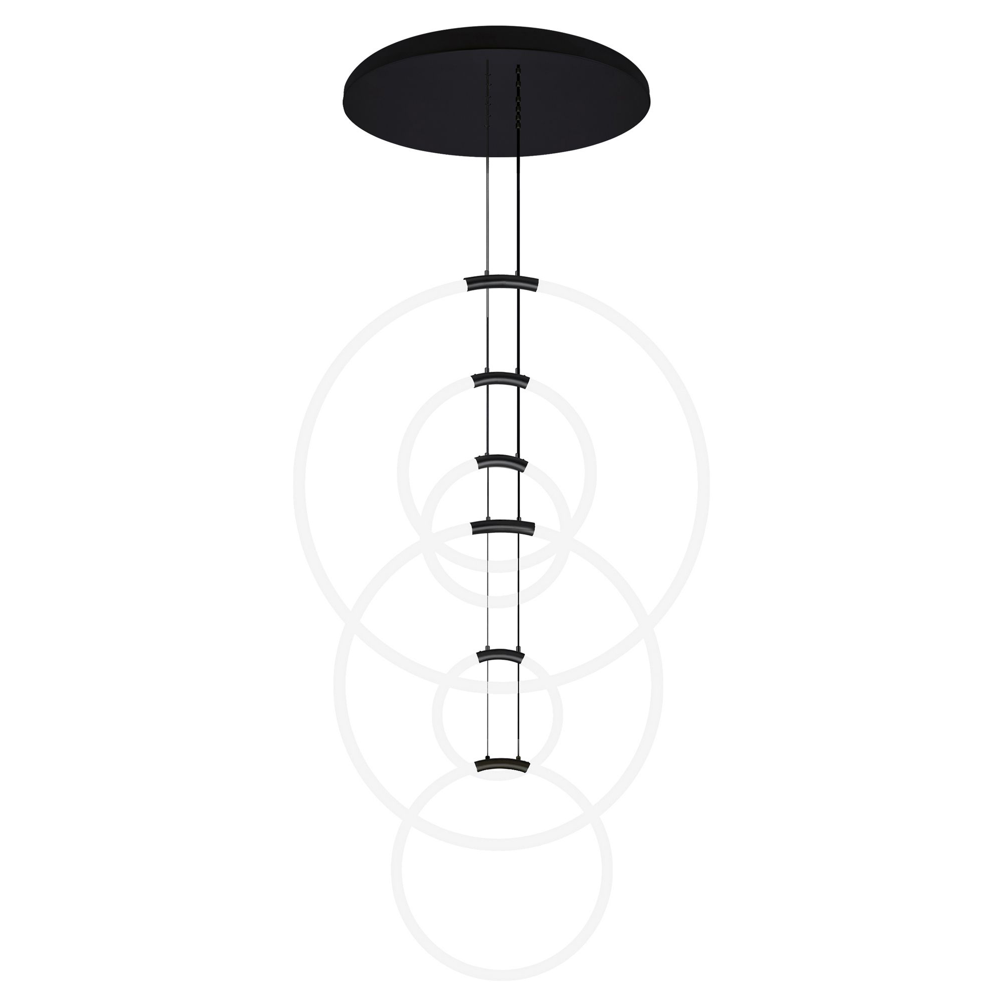 Image 5 Hoops Integrated LED 35in 6 Ring Black Chandelier more views