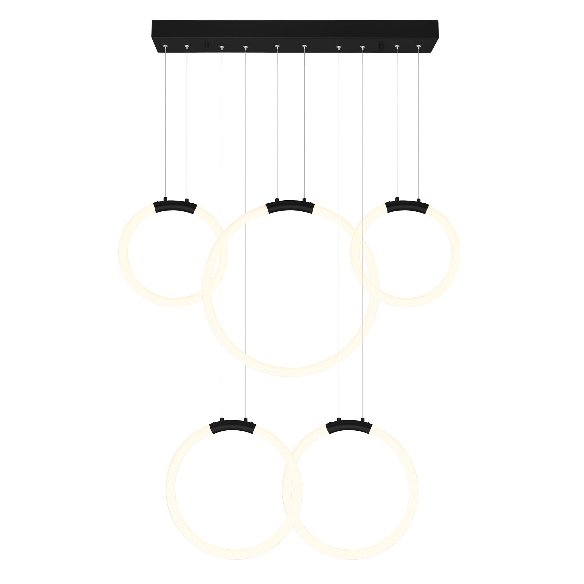 Image 2 Hoops Integrated LED 44in 5 Ring Black Chandelier more views