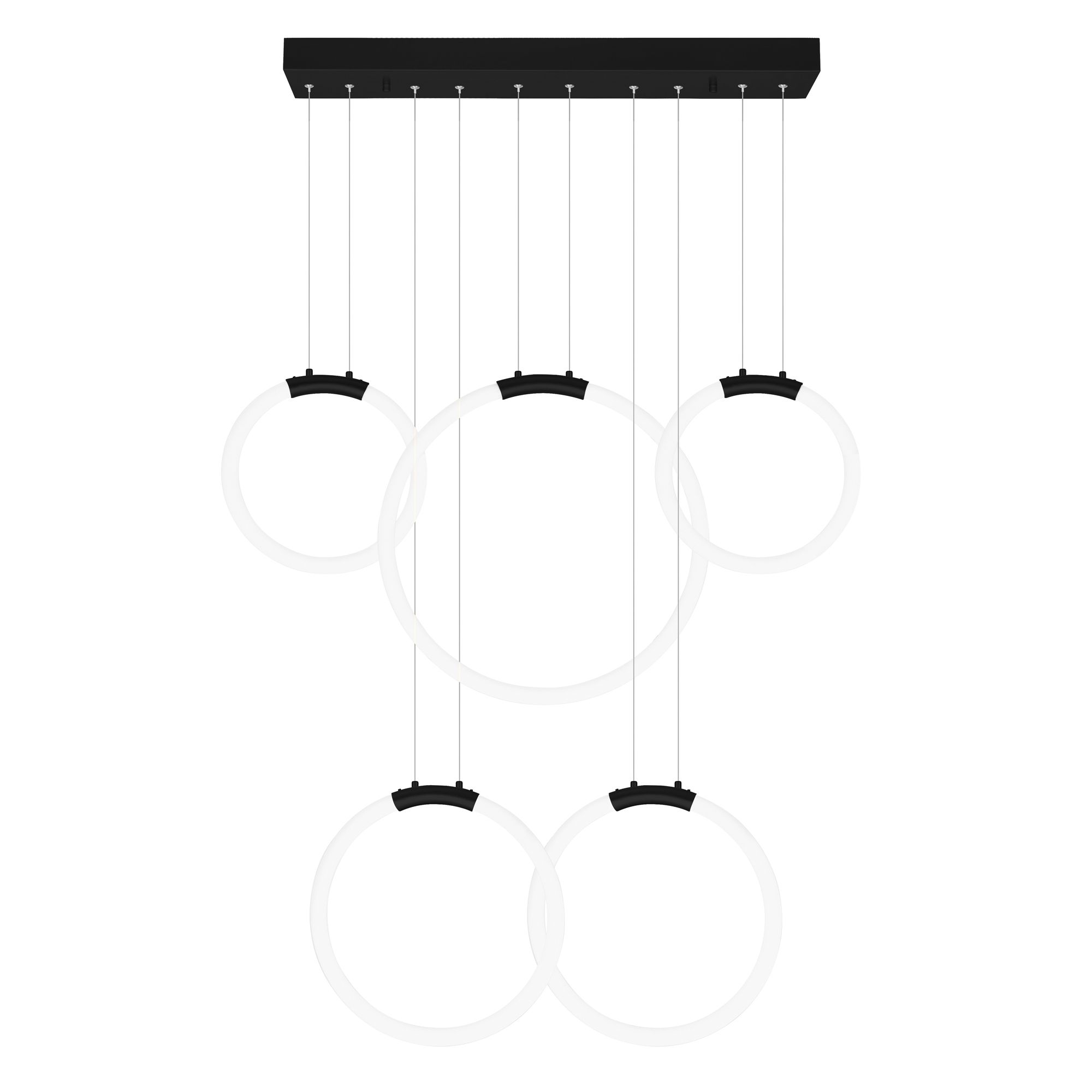 Image 5 Hoops Integrated LED 44in 5 Ring Black Chandelier more views