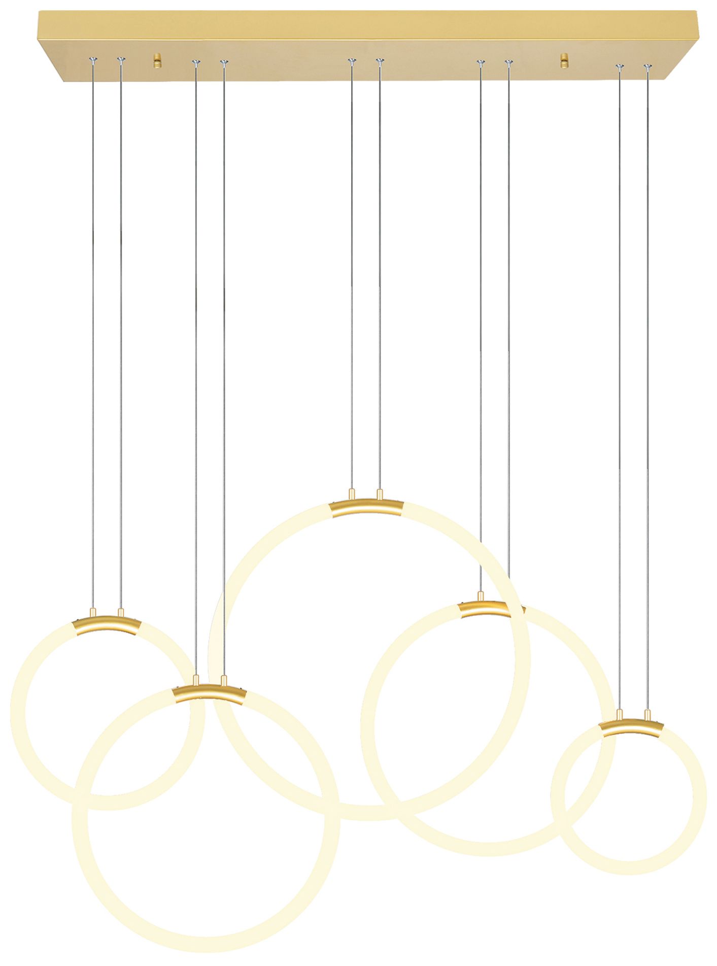 Hoops Integrated LED 44in 5 Ring Satin Gold Chandelier