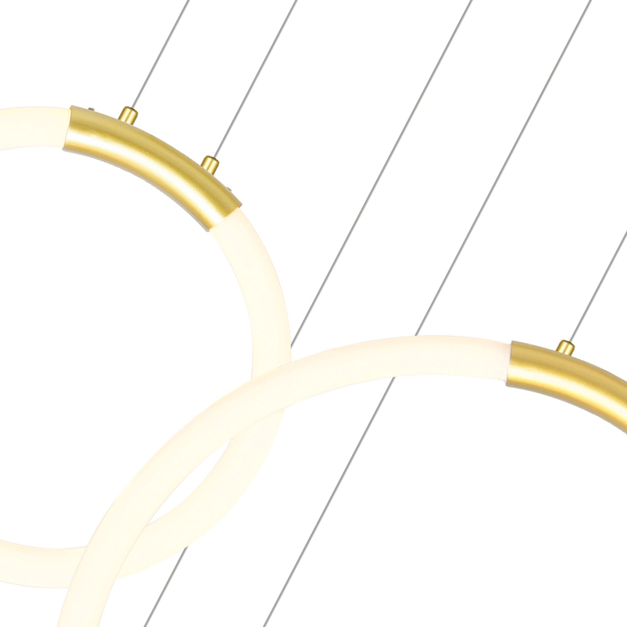 Image 3 Hoops Integrated LED 44in 5 Ring Satin Gold Chandelier more views