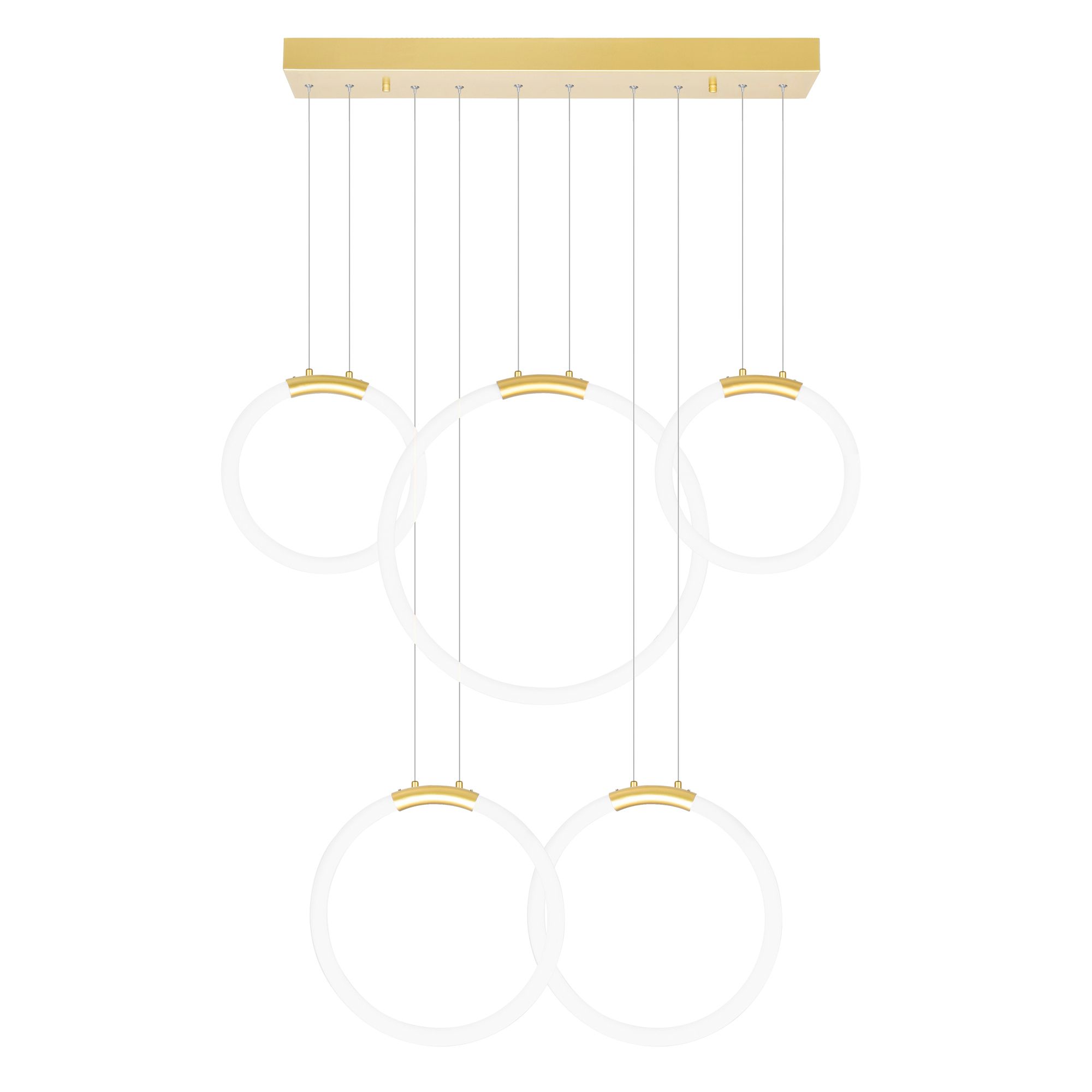 Image 5 Hoops Integrated LED 44in 5 Ring Satin Gold Chandelier more views