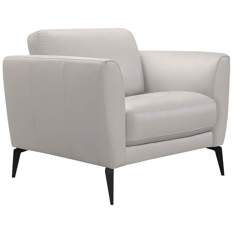 Image 1 Hope Sofa Chair in Dove Gray Leather and Black Metal Legs